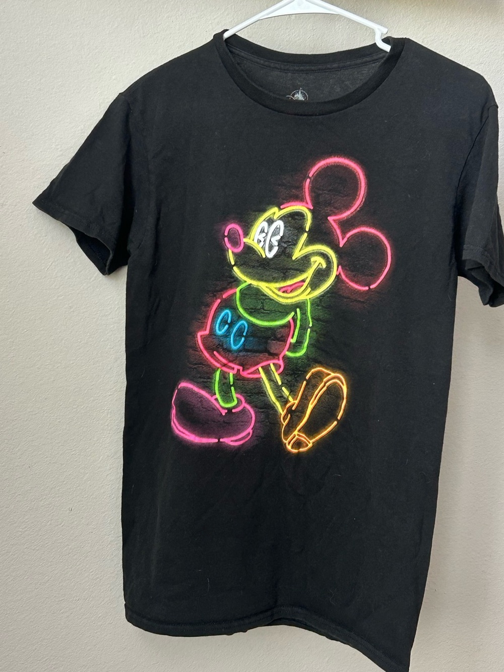 Unisex Black Neon Mickey Graphic Tee